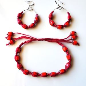 New Handmade Threaded Bracelet and Earrings